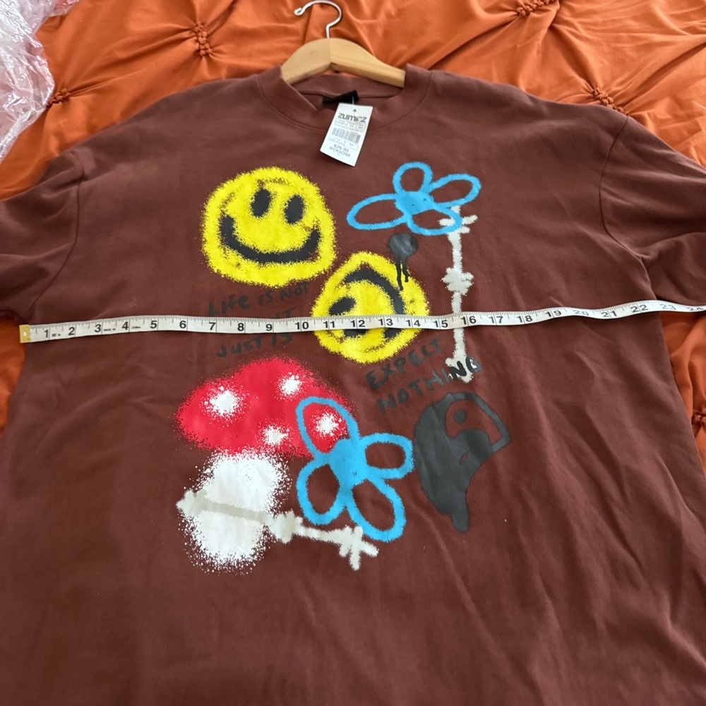 Brown Zuniga Graphic Long Sleeve Shirt Size L - Picture 12 of 15